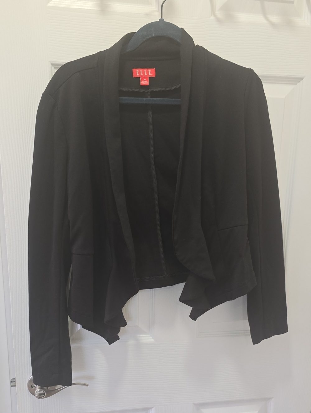 Elle Black Open-Front Waterfall Blazer